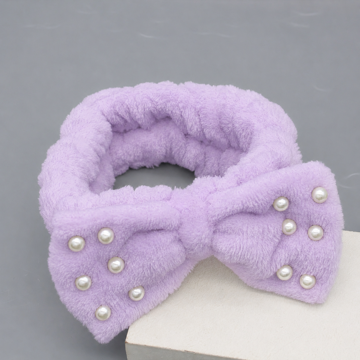 Diadema Spa Suave con Moño y Perlas
